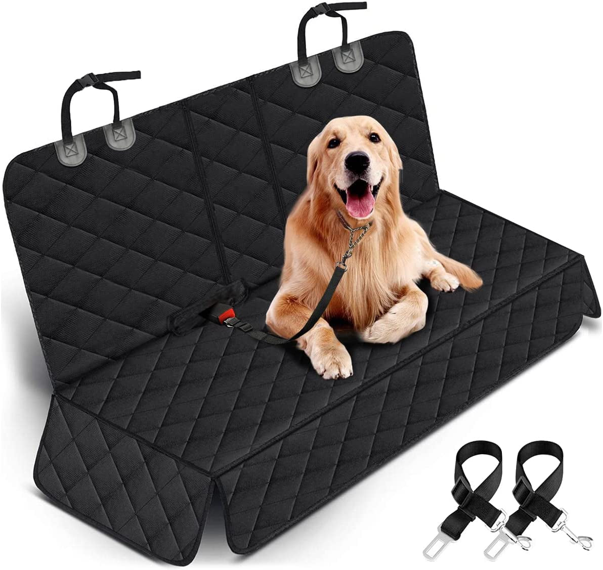 Dog Car Seat Cover, Back Seat Cover  for Dogs Pet Car Seat Protector Waterproof Bench Car Seat Cover, Non-Slip Reat Seat Cover Fits Middle Armrest for Most Cars Trucks Suvs - Black